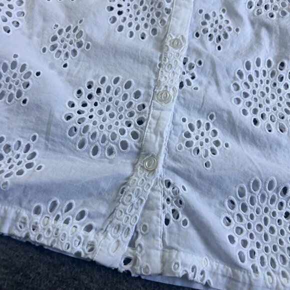 Michael Stars white eyelet button front Top Summer Sz M cottagecore - Picture 3 of 11